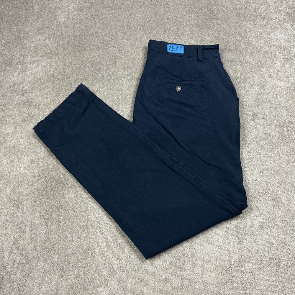 Mugsy Pants Mens 31x32 Morgans Casual Chino Blue Classic Fit Stretch